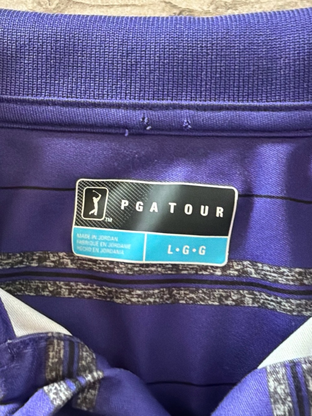 PGA Tour Purple Striped Polo Shirt - Picture 2 of 5